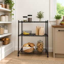 Durable 3-Tier Industrial Storage Rack 60x35x76cm Black