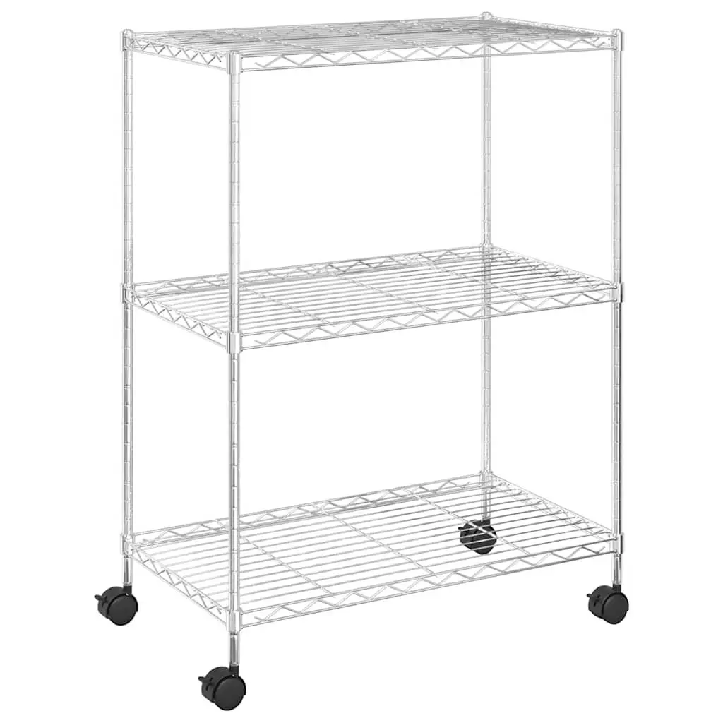 3-Tier Wire Storage Rack on Wheels for Easy Use