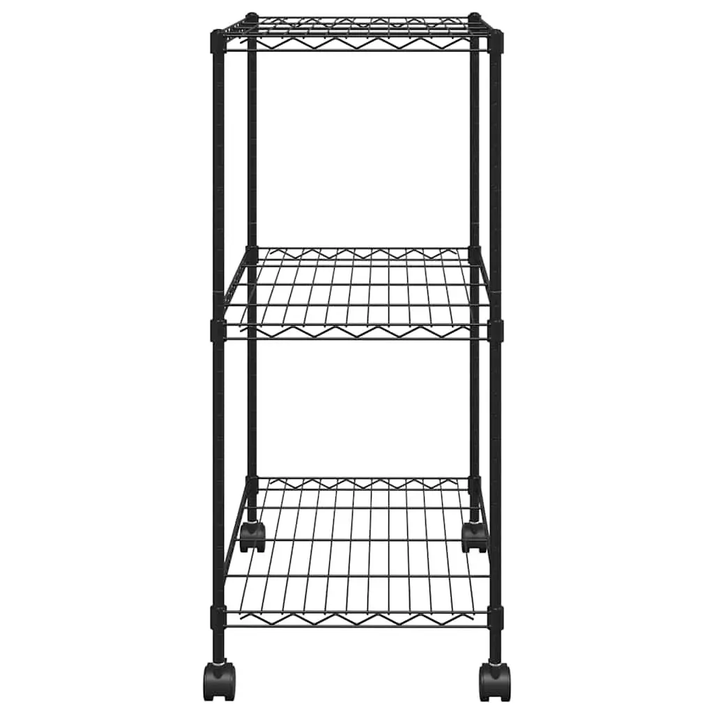 3-Tier Storage Rack with Wheels 60x35x81cm Black