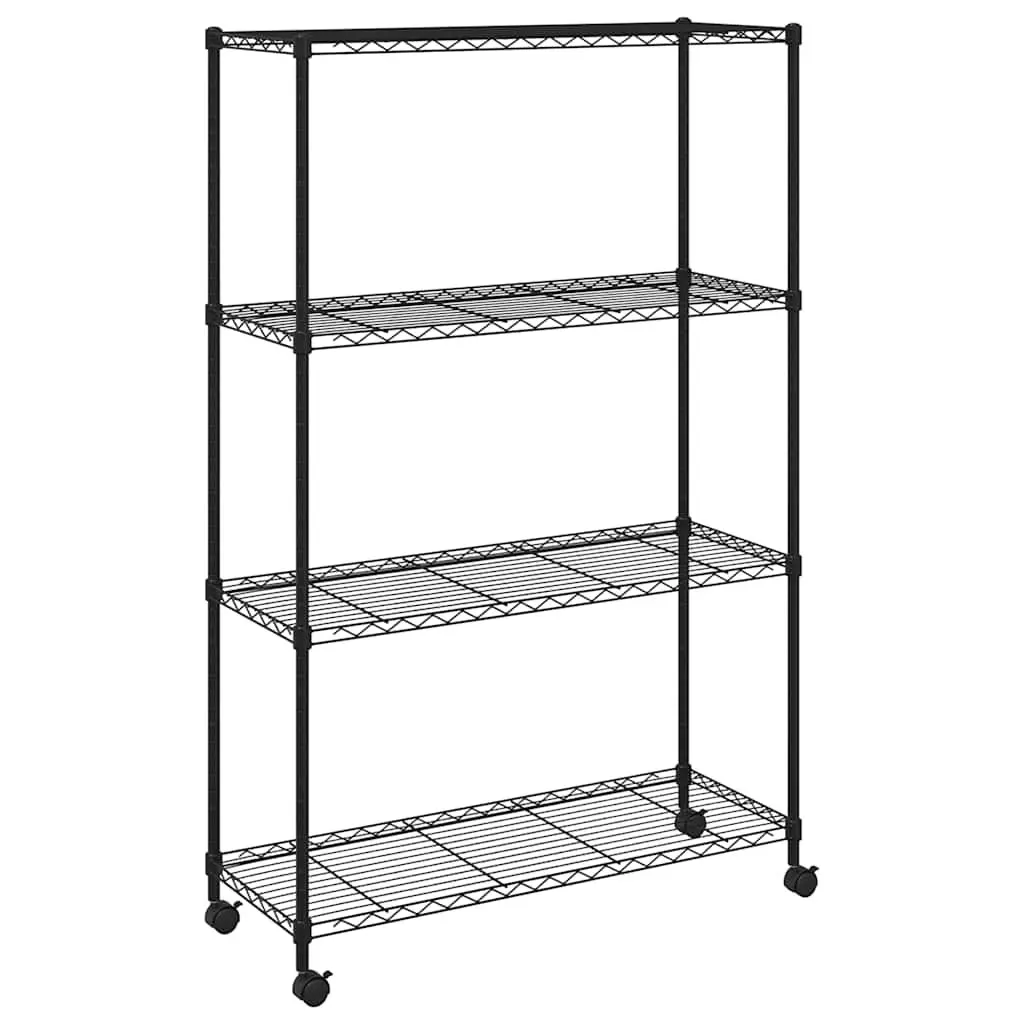 4-Tier Storage Shelf Iron 90 x 35 x 142 cm Black