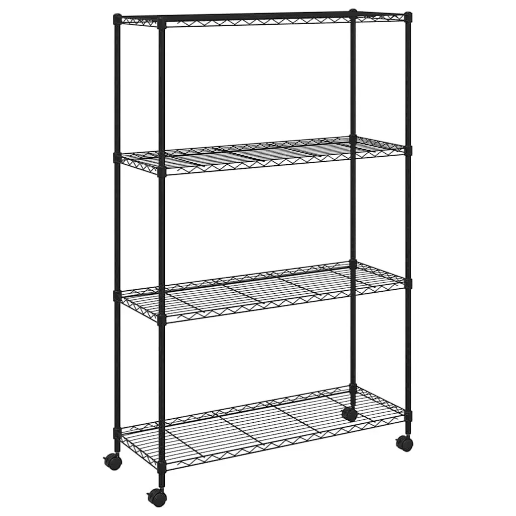 4-Tier Storage Shelf Iron 90 x 35 x 142 cm Black