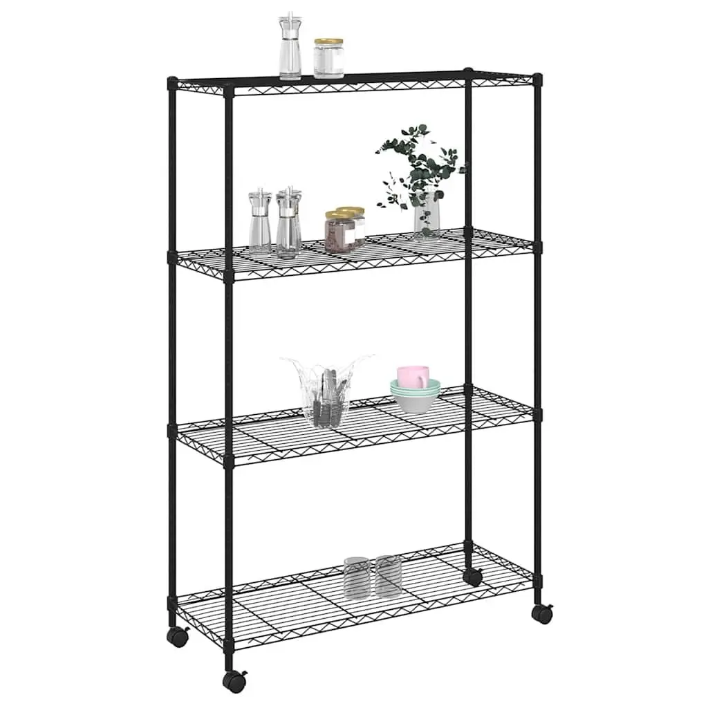 4-Tier Storage Shelf Iron 90 x 35 x 142 cm Black