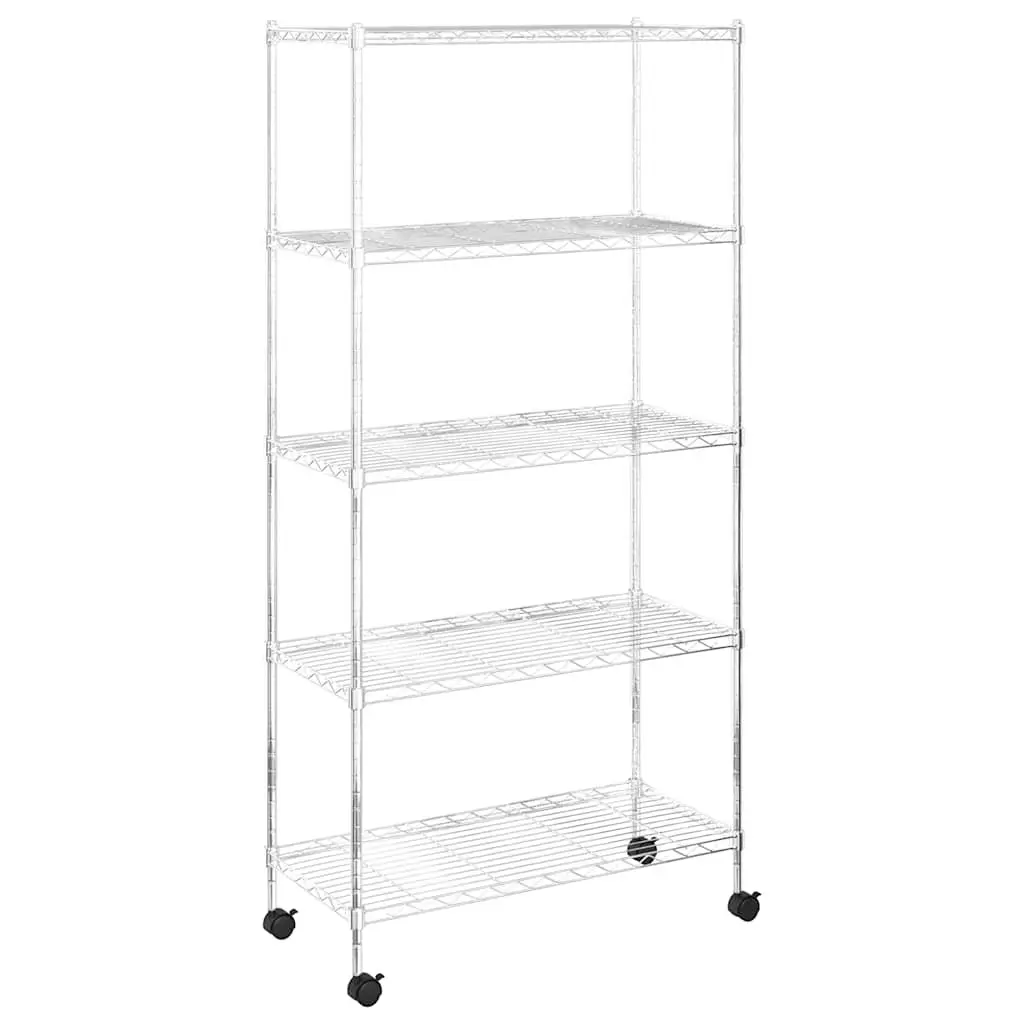 5-Tier Heavy-Duty Wire Storage Shelf with Wheels