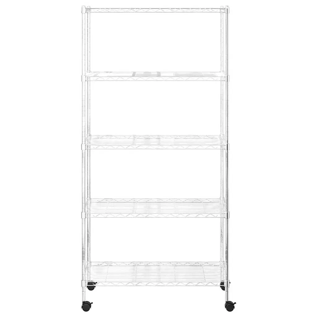 5-Tier Heavy-Duty Wire Storage Shelf with Wheels