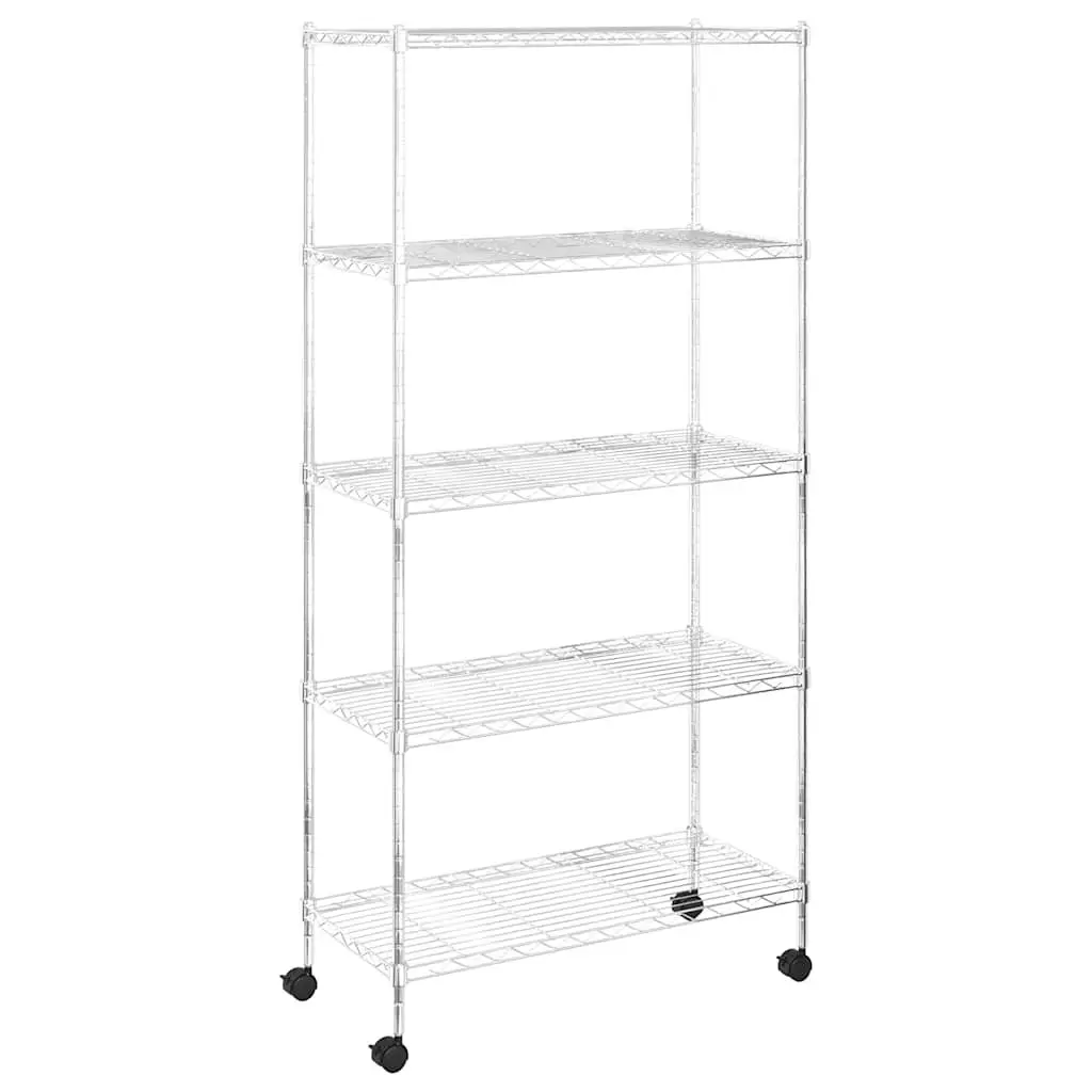 5-Tier Heavy-Duty Wire Storage Shelf with Wheels