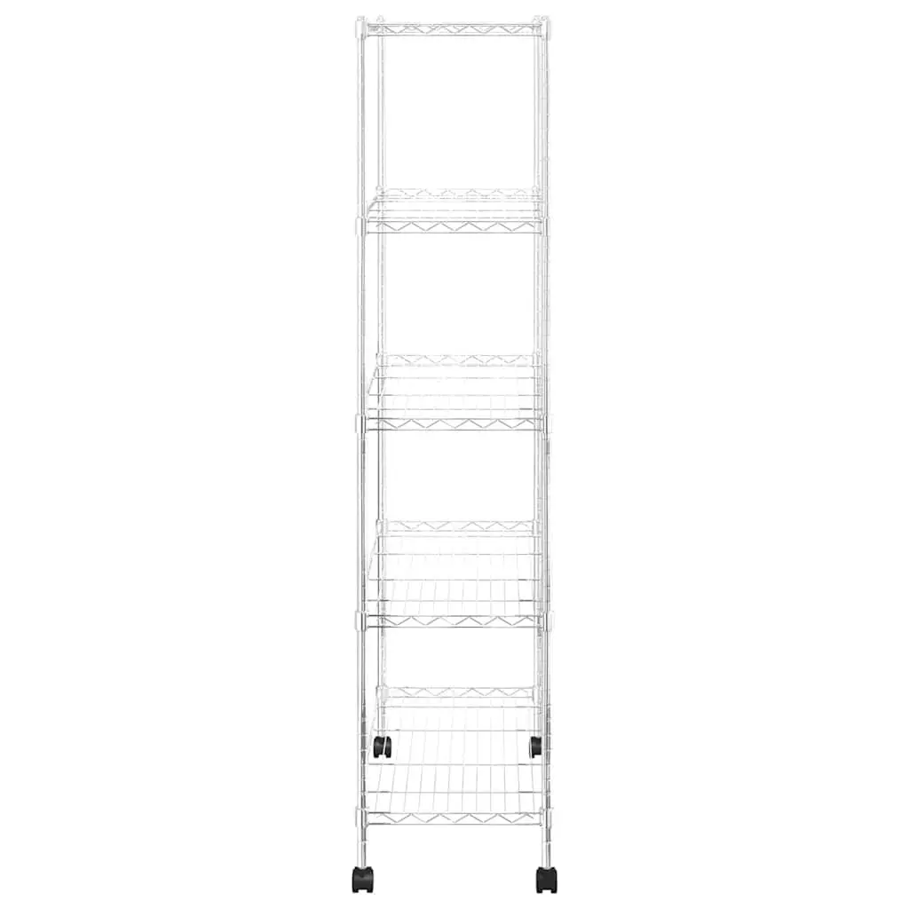 5-Tier Heavy-Duty Wire Storage Shelf with Wheels