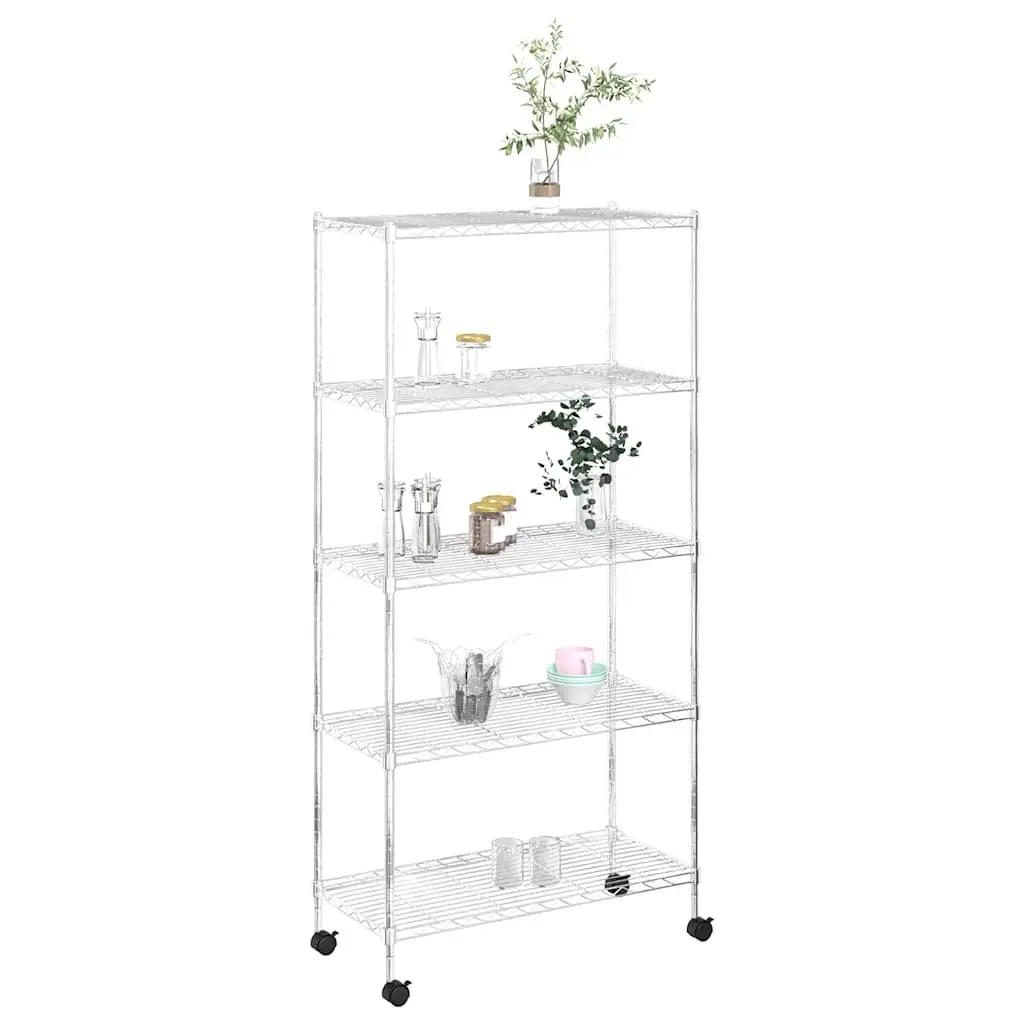 5-Tier Heavy-Duty Wire Storage Shelf with Wheels