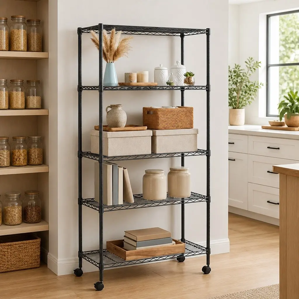 5-Tier Storage Shelf with Wheels for Organised Space
