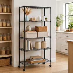 Durable 5-Tier Storage Shelf with Wheels for Organised Space