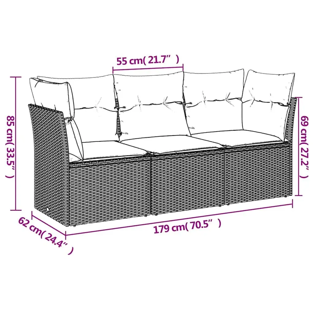 3 Piece Outdoor Garden Sofa Set PE Poly Rattan Black