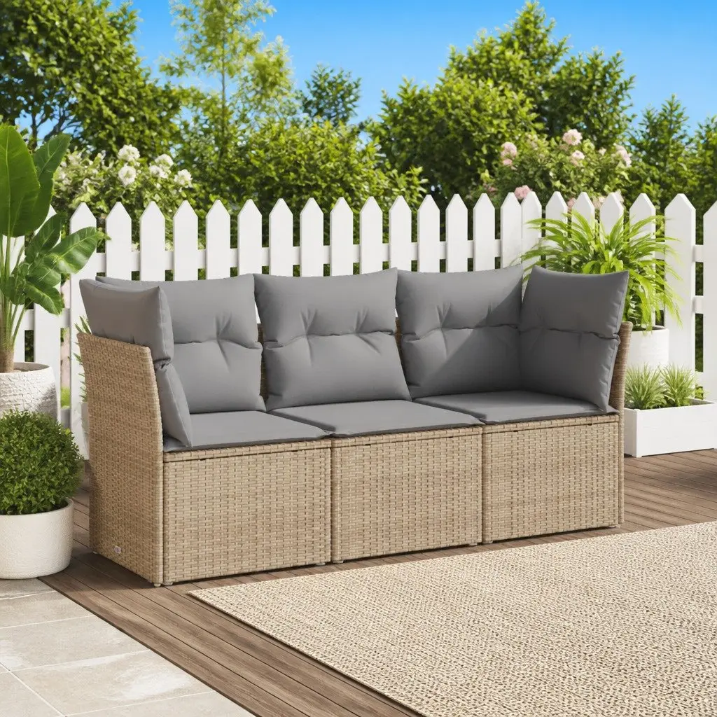 3 Piece Garden Sofa Set in Beige