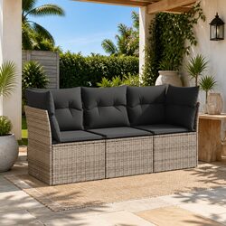 Durable 3 Piece Garden Sofa Set with Storage Cushions