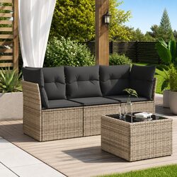 Durable 4 Piece Outdoor Garden Sofa Set in Grey