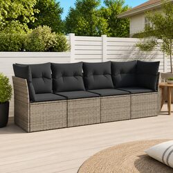 Durable 4 Piece Garden Sofa Set with Storage in Grey