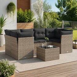 Durable 7 Piece Garden Sofa Set with Cushions in Grey