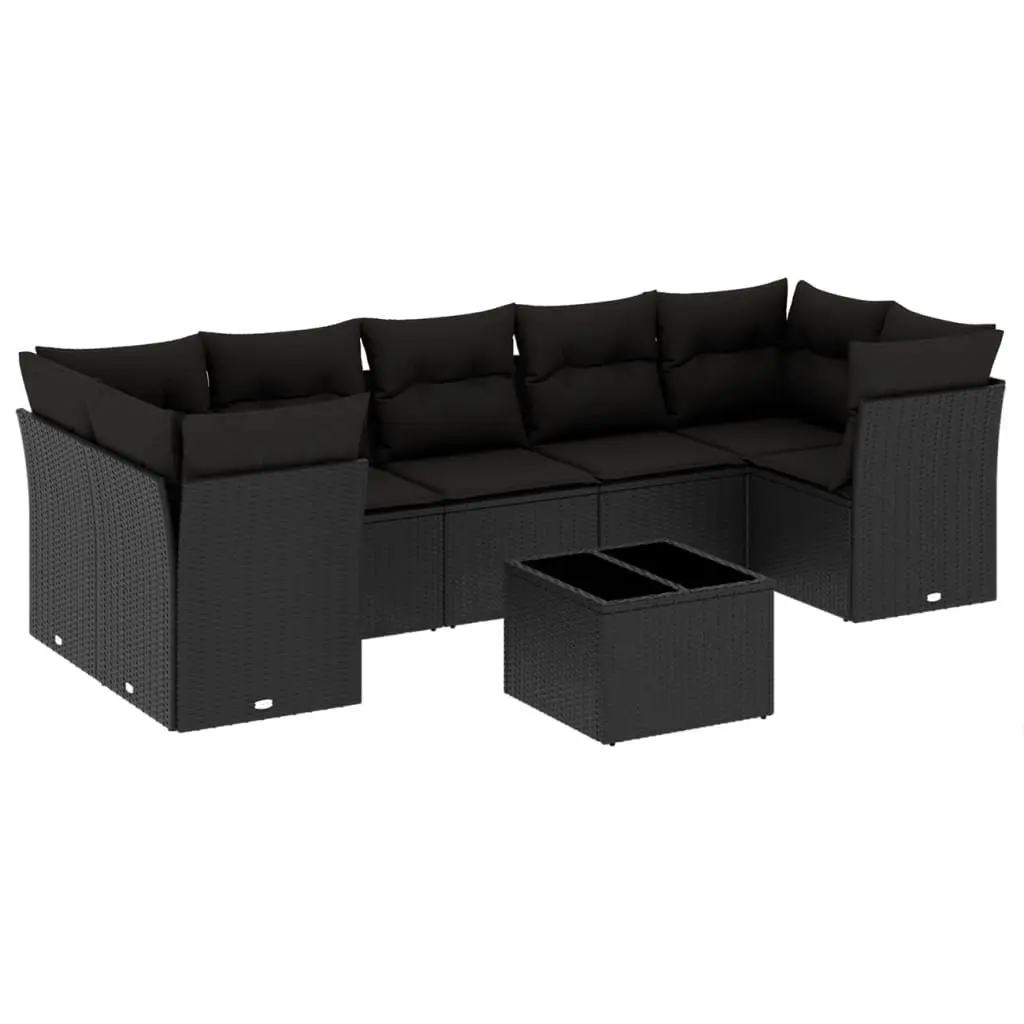 Garden Sofa Set PE Rattan 8 Piece Modular Outdoor Furniture Black
