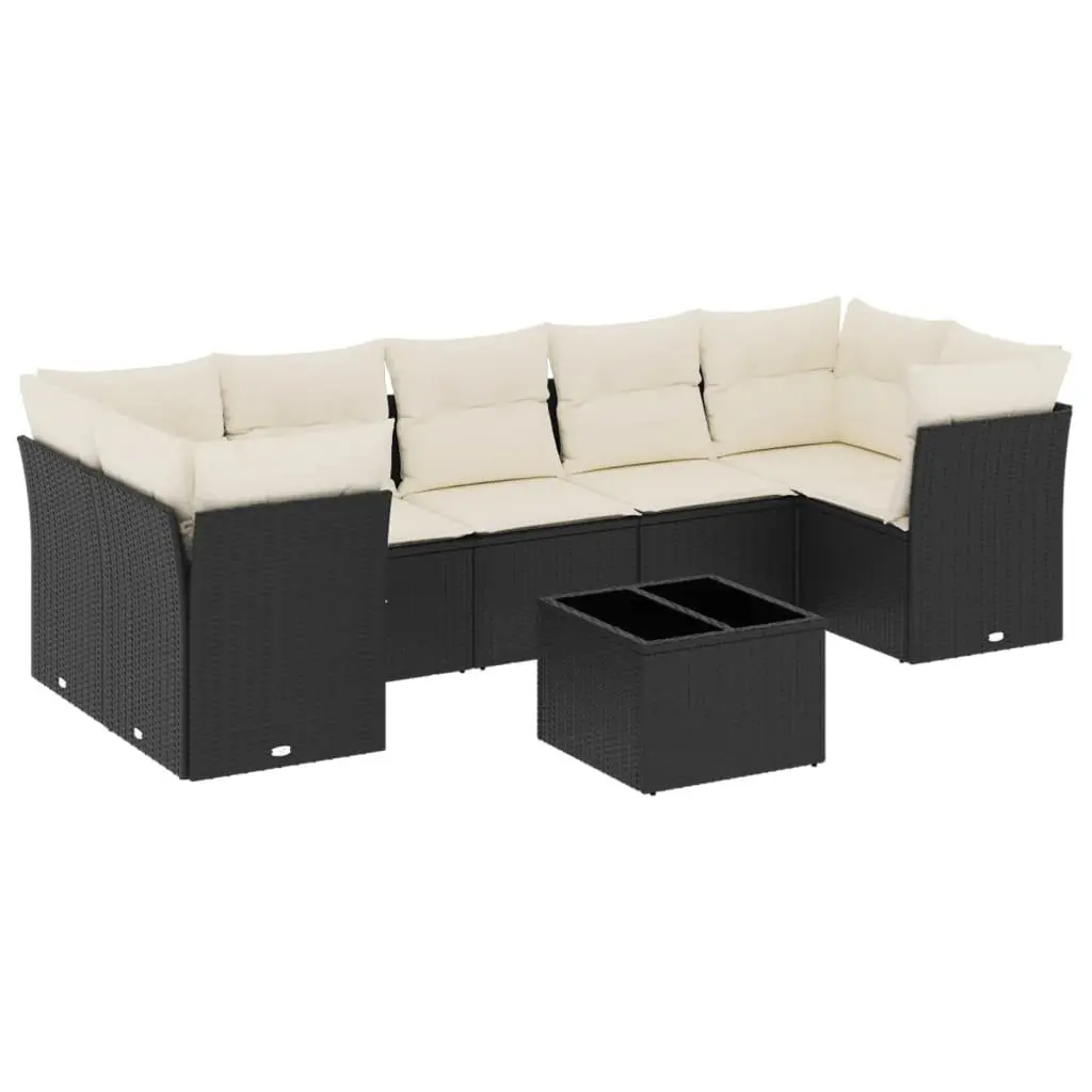 8 Piece Modular Garden Sofa Set in Black Poly Rattan