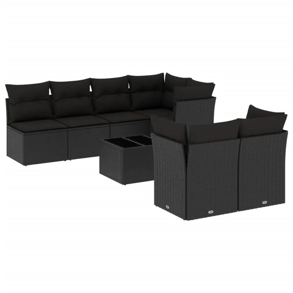 8 Piece Black Poly Rattan Garden Sofa Set