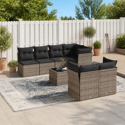 Stylish 8-Piece Grey Outdoor Garden Sofa Set with Cushions