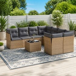 9 Piece Outdoor Garden Sofa Set with Storage Cushions