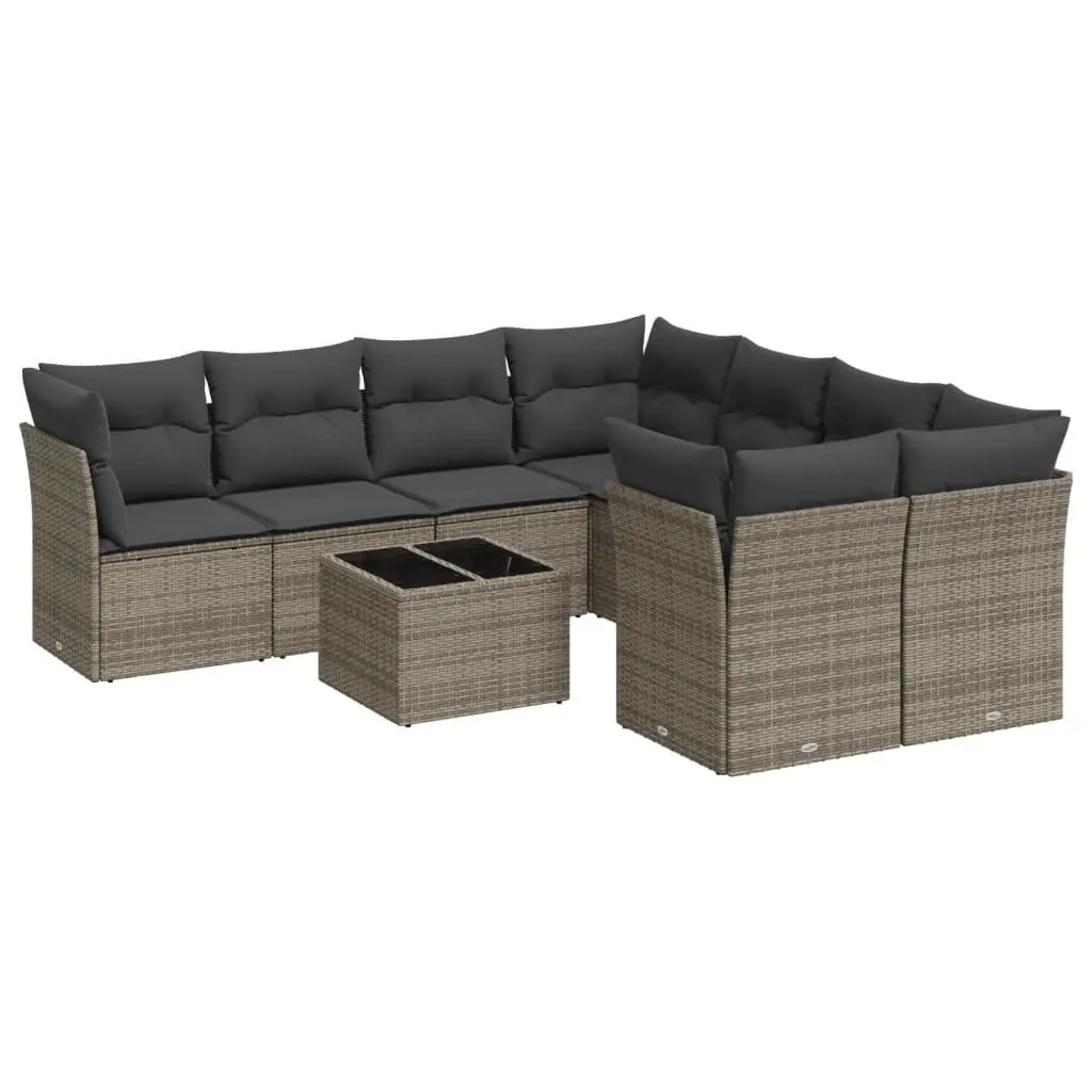 Garden Sofa Set PE Rattan 9 Piece Modular Outdoor Furniture Grey