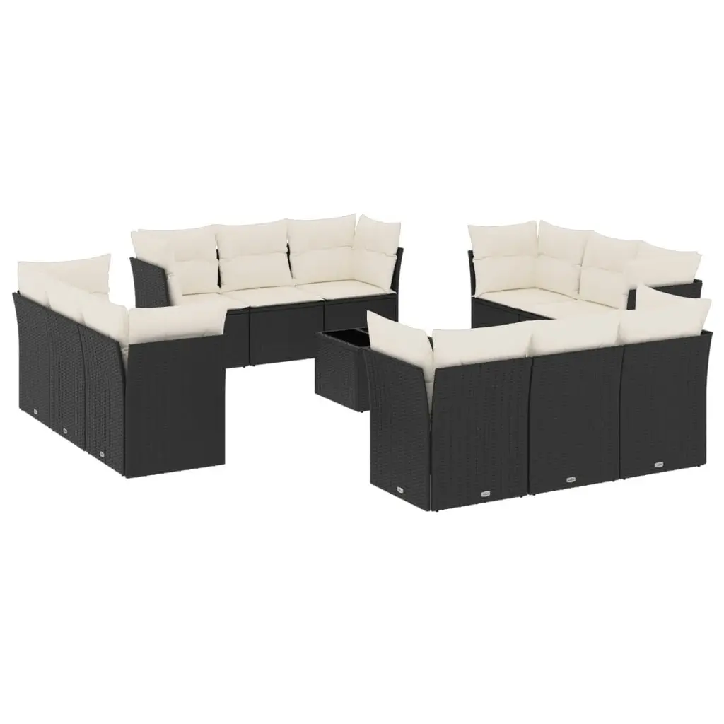 13 Piece Black Rattan Garden Sofa Set