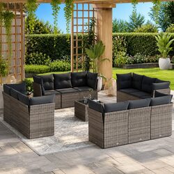 Exceptional 13 Piece Modular Garden Sofa Set in Grey