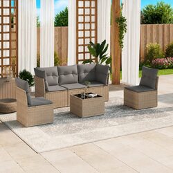High-Quality 6 Piece Beige Outdoor Garden Sofa Set