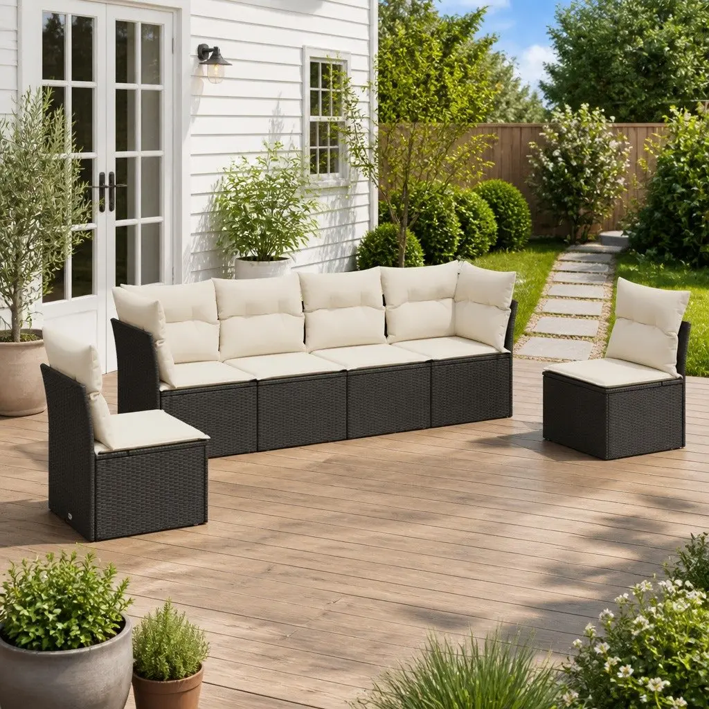 6-Piece Modular Garden Sofa Set in Black