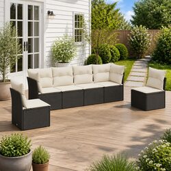 Premium 6-Piece Modular Garden Sofa Set in Black