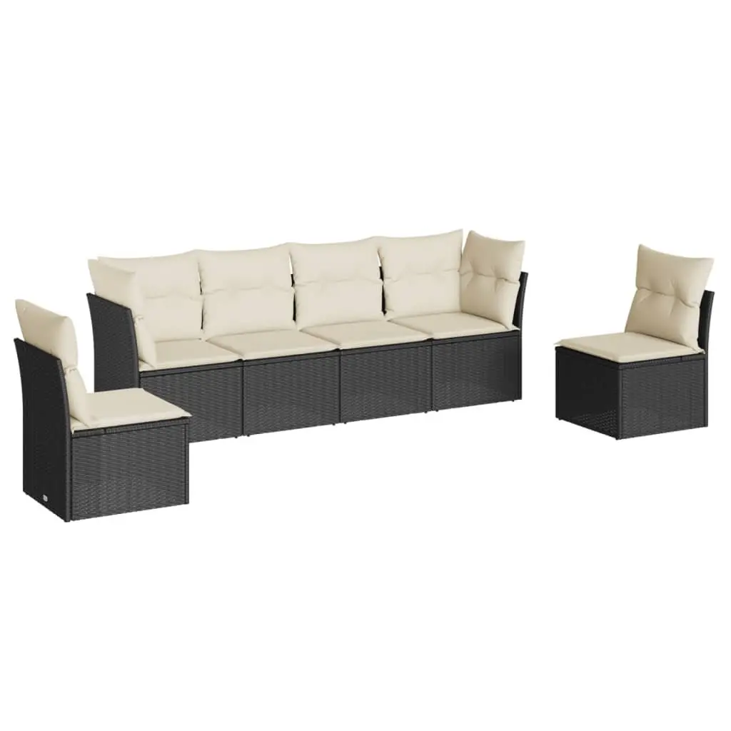 6-Piece Modular Garden Sofa Set in Black