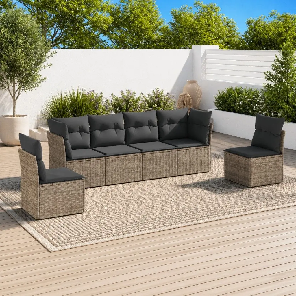 6-Piece Modular Grey Garden Sofa Set for Outdoor Spaces