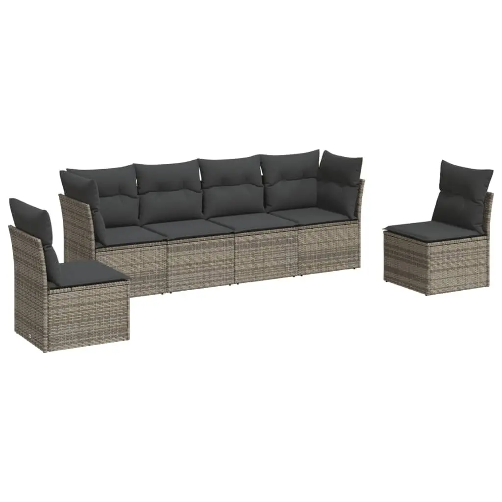 6-Piece Modular Grey Garden Sofa Set for Outdoor Spaces