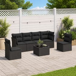 Durable 7 Piece Garden Sofa Set with Cushions Storage