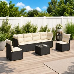Sturdy 7 Piece Outdoor Garden Sofa Set with Storage Cushions
