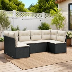 Durable 6-Piece Modular Garden Sofa Set in Black