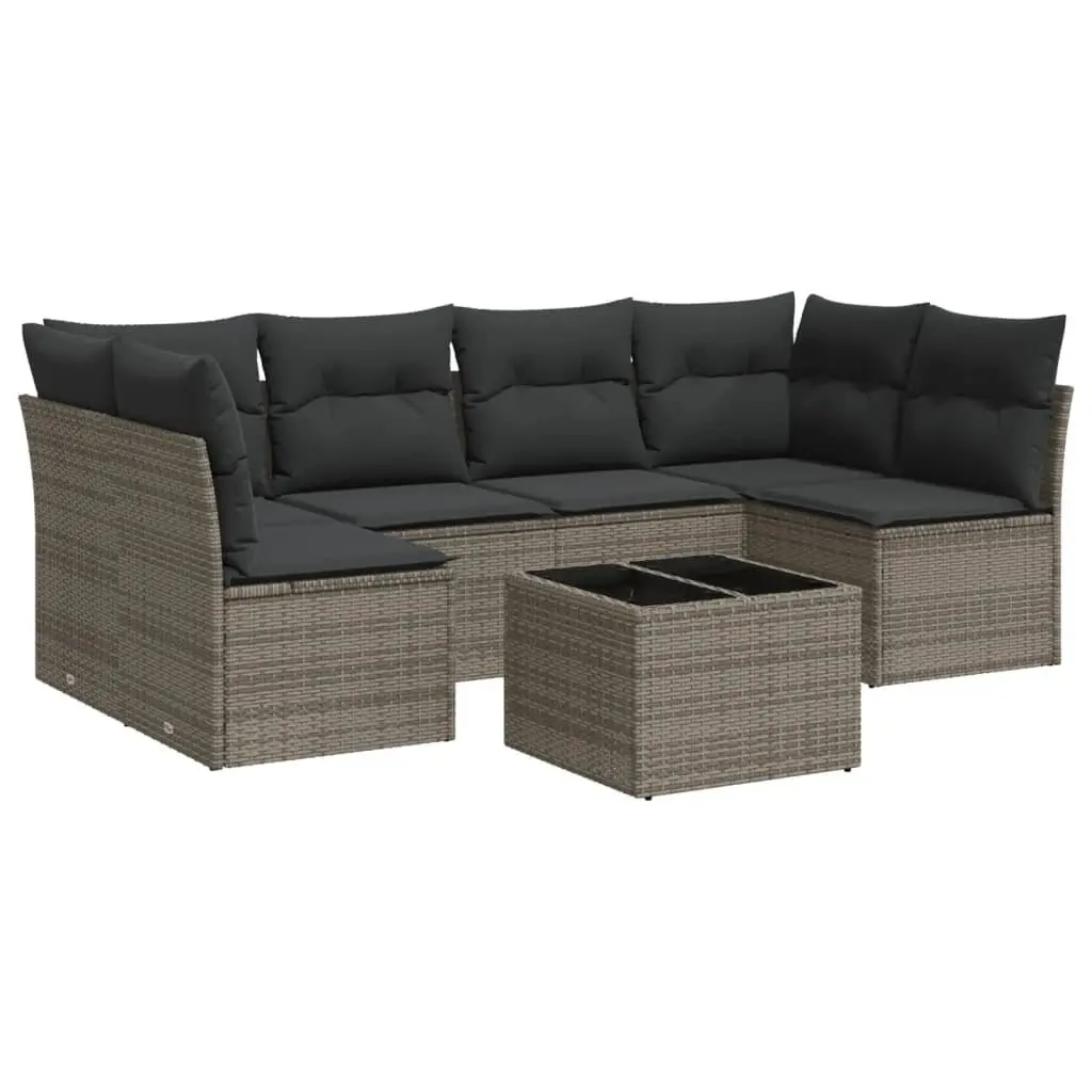 7 Piece Grey Garden Sofa Set with Storage