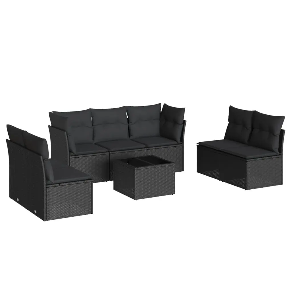 Garden Sofa Set PE Rattan 8 Piece Outdoor Furniture Black
