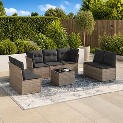 8-Piece Modular Garden Sofa Set with Cushions - Grey