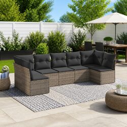 Premium 7 Piece Outdoor Sofa Set with Cushions - Grey