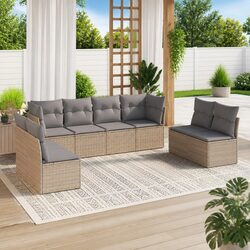 8-Piece Beige Modular Garden Sofa Set for Outdoor Comfort