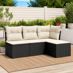 Durable 4 Piece Garden Sofa Set with Storage Cushions