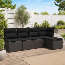 Durable 5-Piece Outdoor Garden Sofa Set in Black