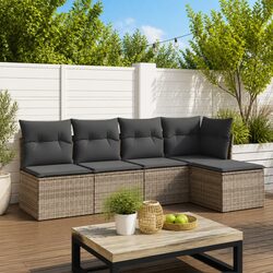 5-Piece Outdoor Sofa Set in Grey Poly Rattan