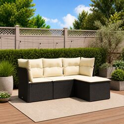Premium 4 Piece Black Rattan Garden Sofa Set