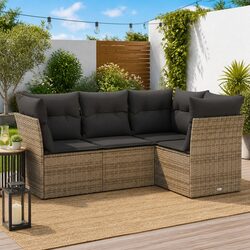 4-Piece Grey Garden Sofa Set for Outdoor Use