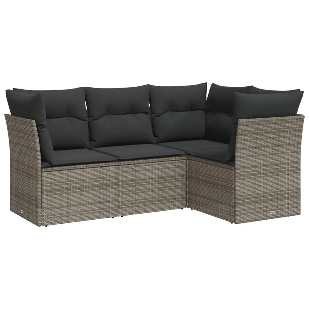 4-Piece Grey Garden Sofa Set for Outdoor Use