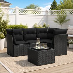 High-Quality 5-Piece Modular Outdoor Sofa Set in Black