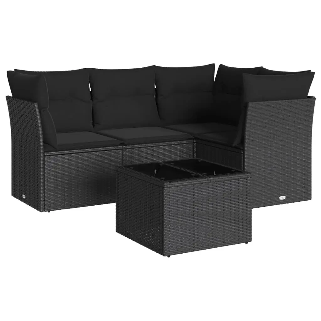 5-Piece Modular Outdoor Sofa Set in Black