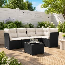 Durable Black Poly Rattan Garden Sofa Set with Cushions